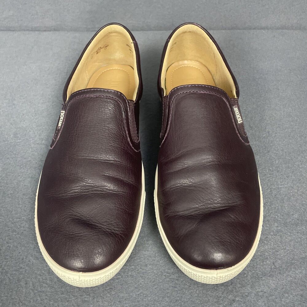 Hotter Slip On Loafer Shoe Women 9 Violet Plum Leather Flat Comfy Boho Casual - Picture 2 of 16